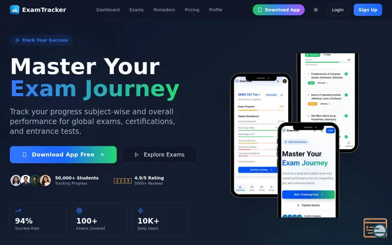 Screenshot of ExamTrakr