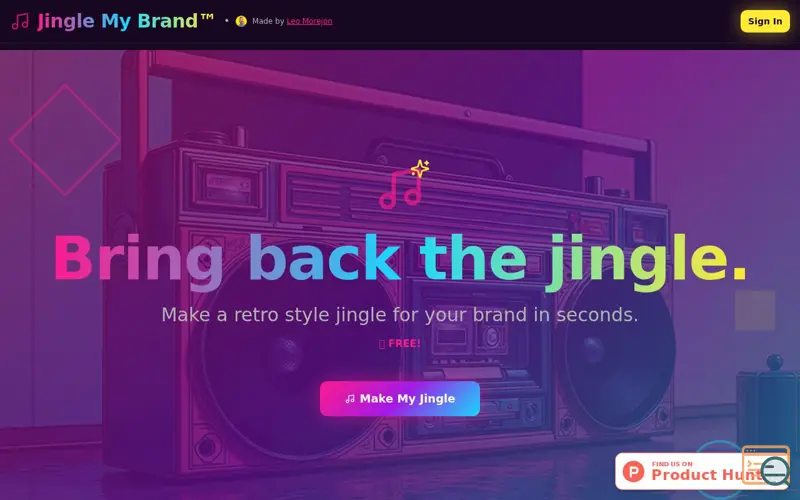 Screenshot of Jingle My Brand