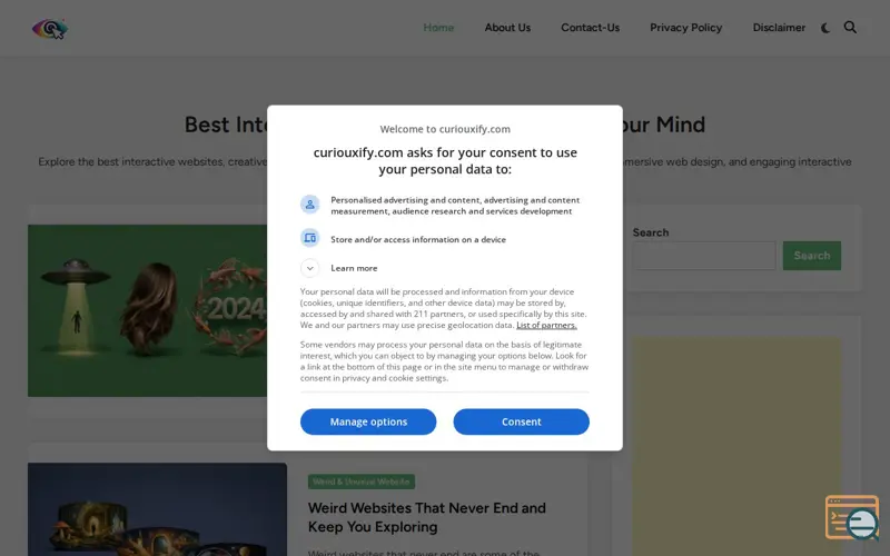 Screenshot of Curiouxify