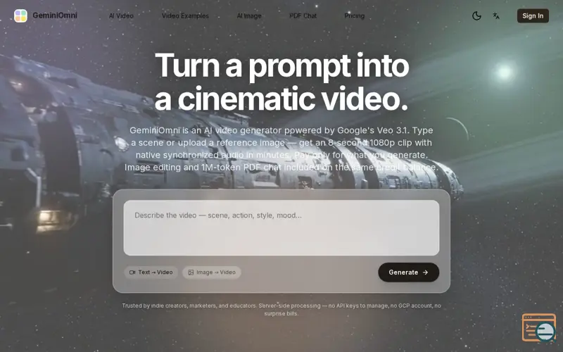 Screenshot of GeminiOmni