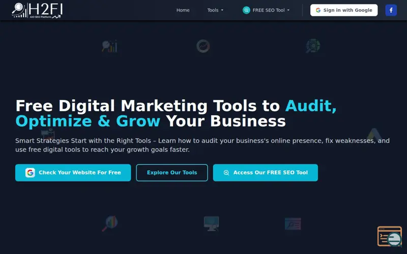 Screenshot of H2Fi -FREE SEO Audit and reporting Tools