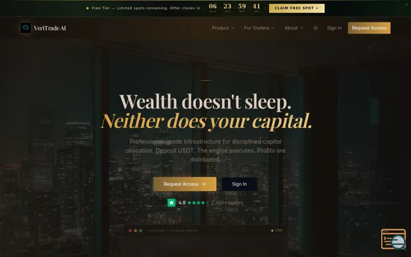 Screenshot of VeriTrade AI , a launch using AntiSpamCloud