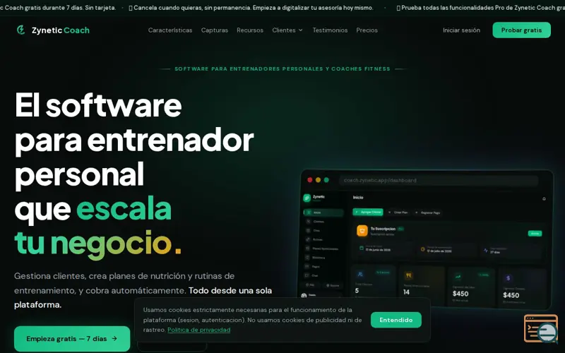 Screenshot of Software para Entrenador Personal y Coaches de Nutrición | Zynetic Coach