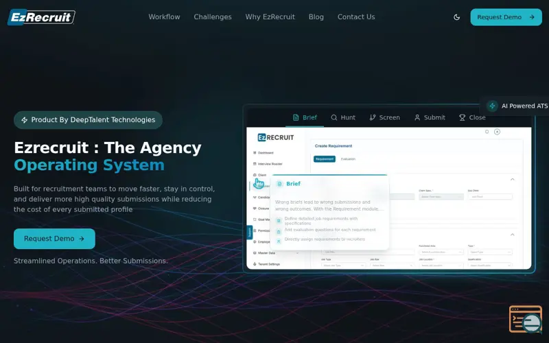 Screenshot of EzRecruit
