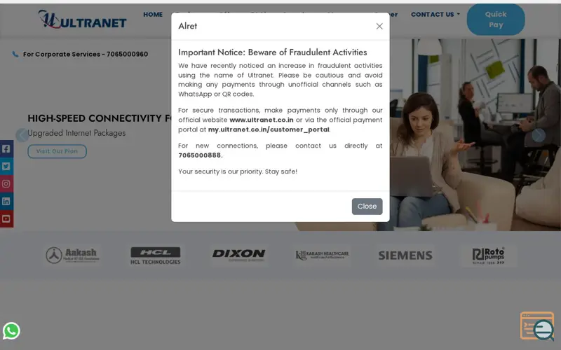 Screenshot of Ultranet Cyberspace Pvt Ltd 