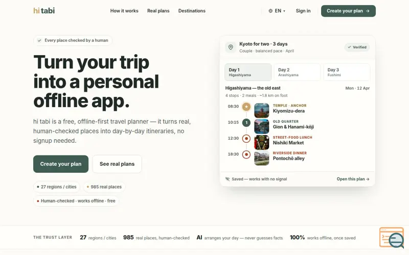 Screenshot of hi tabi