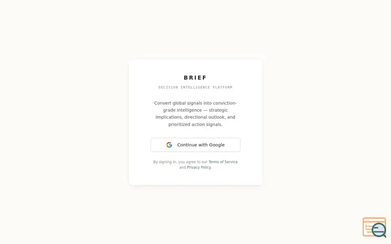 Screenshot of BRIEF — Intelligence Synthesis