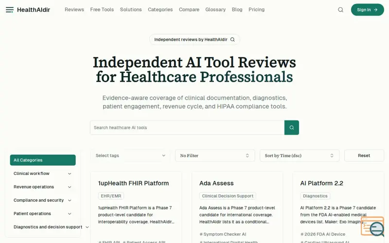 Screenshot of HealthAIdir