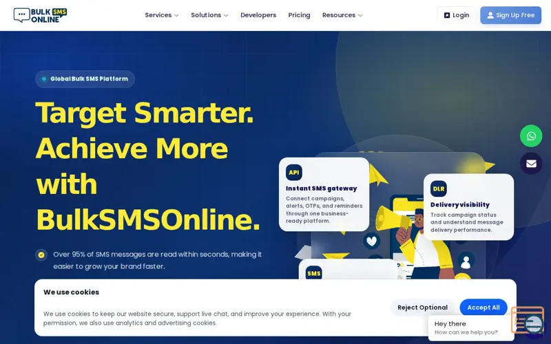 Screenshot of BulkSMSOnline, a launch using FloppySend