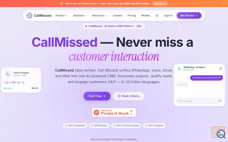 Screenshot of CallMissed