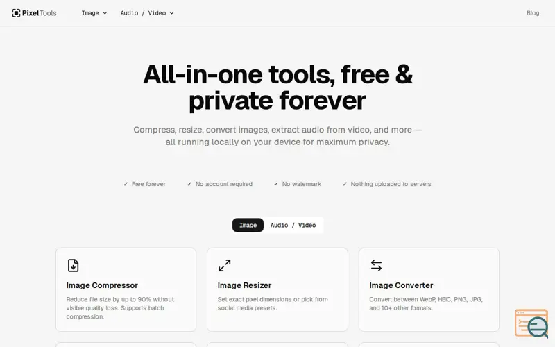 Screenshot of PixelTools, a launch using ToolPilot