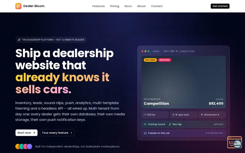 Screenshot of Dealer Bloom