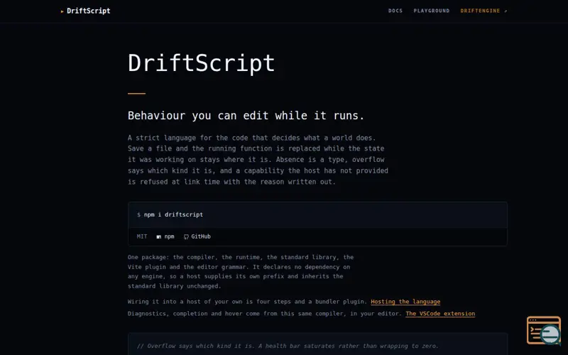 Screenshot of DriftScript