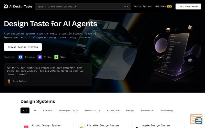 Screenshot of Design Taste for AI Agents, a launch using WebMCP