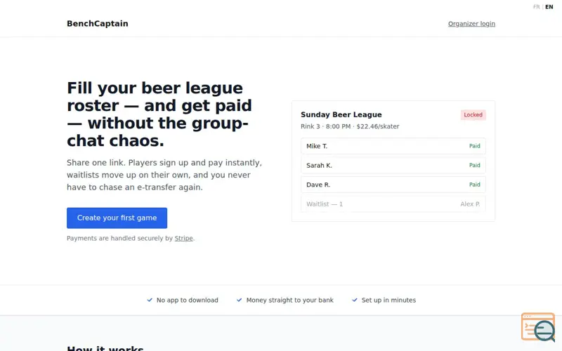 Screenshot of BenchCaptain