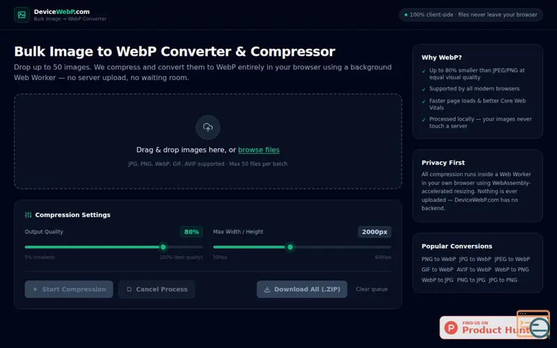 Screenshot of DeviceWebP
