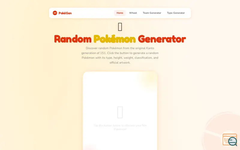 Screenshot of Random Pokémon Generator