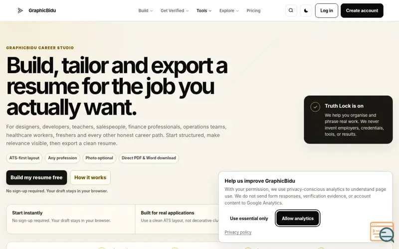 Screenshot of GraphicBidu Career Studio