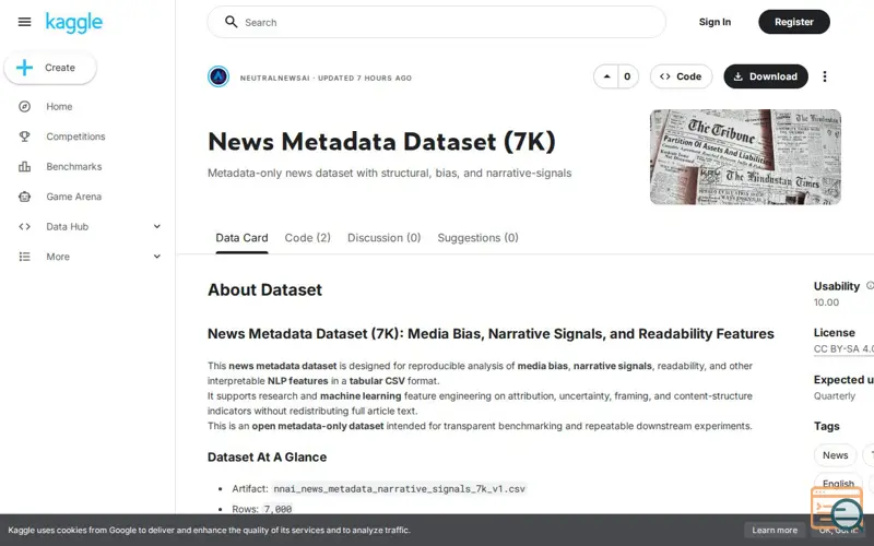 Screenshot of Kaggle
