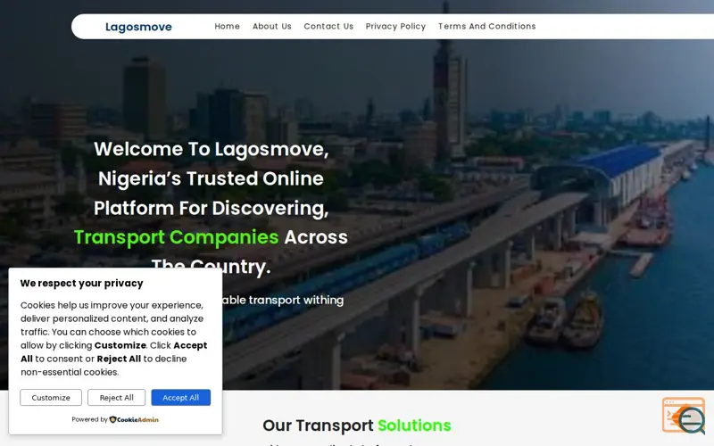 Screenshot of Lagosmove, a launch using HarmonWeb