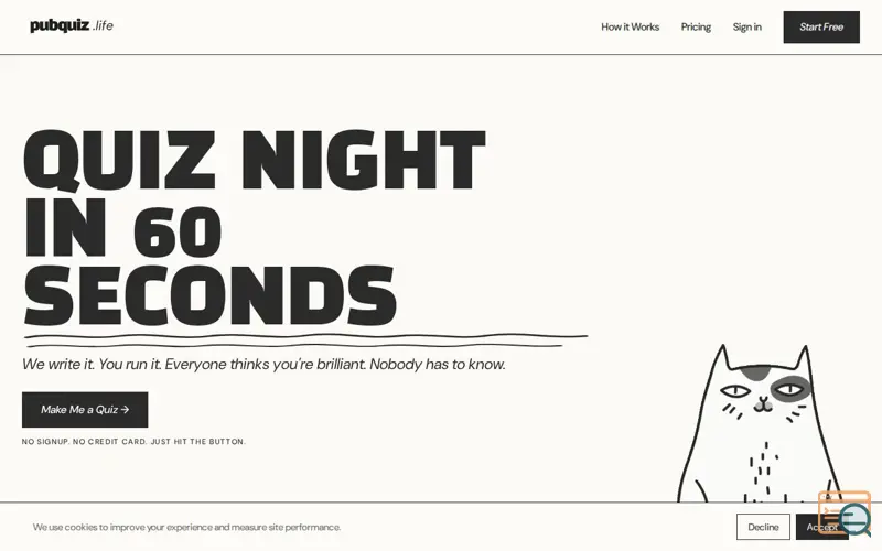 Screenshot of pubquiz.life