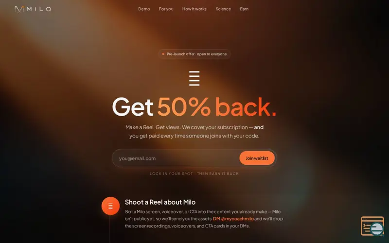 Screenshot of MILO
