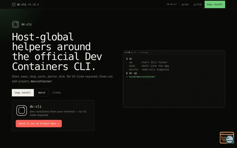 Screenshot of dc-cli