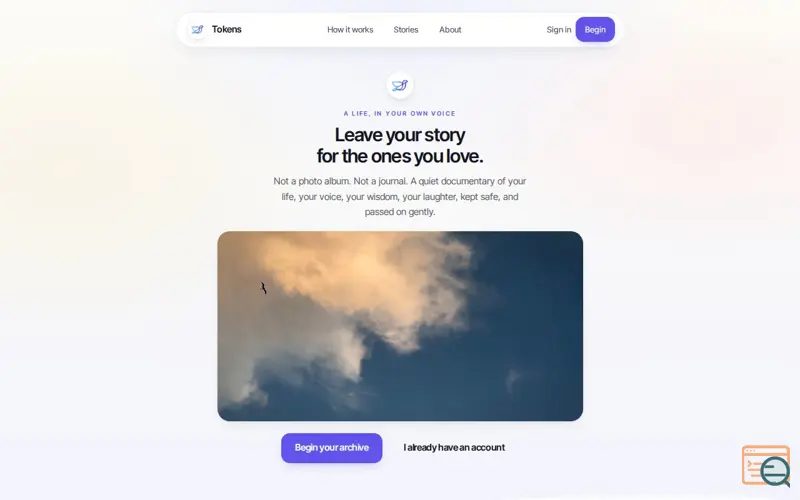 Screenshot of Tokens