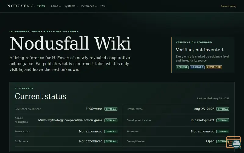 Screenshot of Nodusfall Wiki