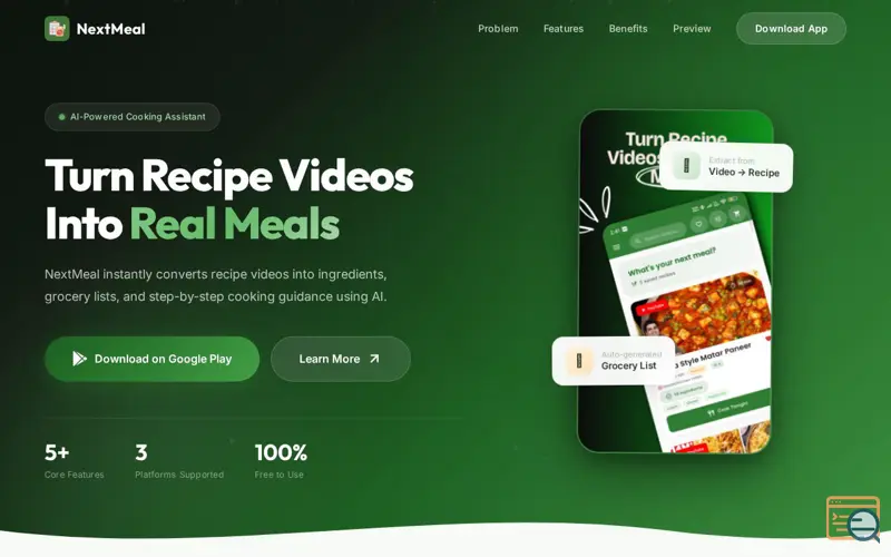 Screenshot of NextMeal