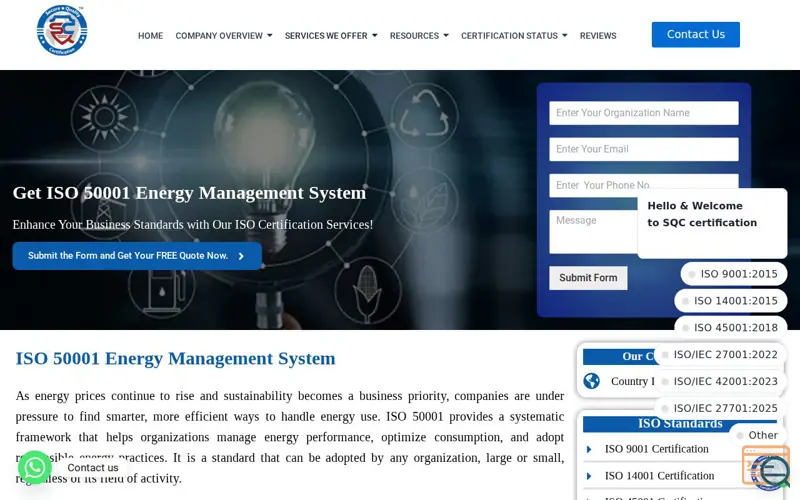 Screenshot of ISO 50001 Certification