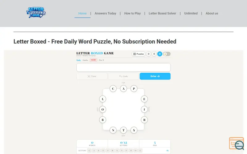 Screenshot of Letter Puzzle Hub