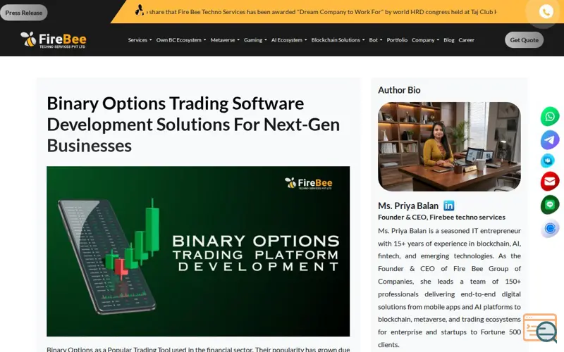 Screenshot of Binary Options Trading Development