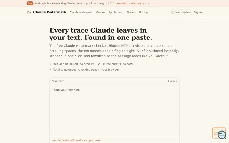 Screenshot of Claude Watermark