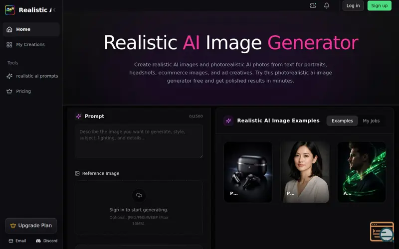 Screenshot of Realistic AI Image Generator