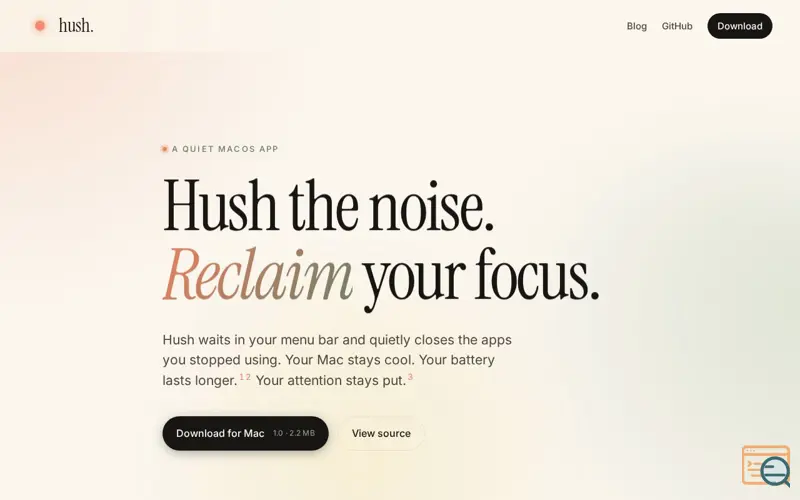 Screenshot of Hush