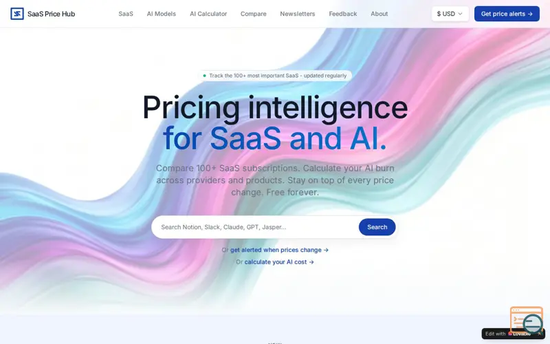 Screenshot of SaaS Price Hub