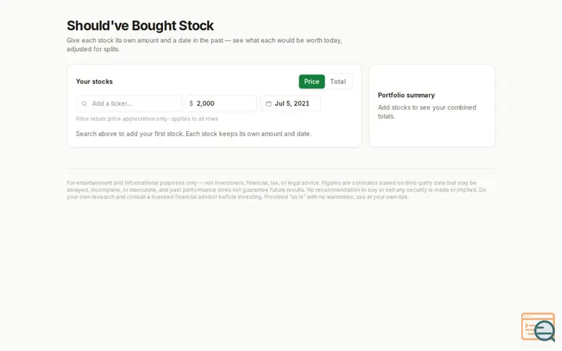 Screenshot of Should've Bought Stock