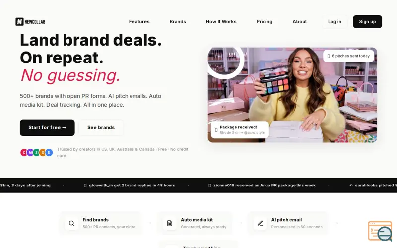 Screenshot of newcollab