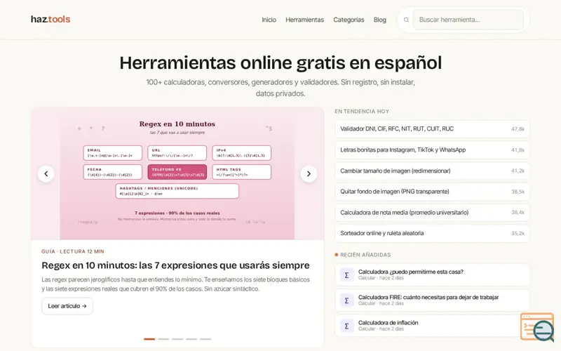 Screenshot of haz.tools