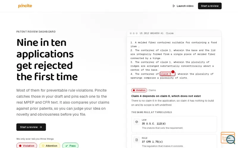 Screenshot of Pincite