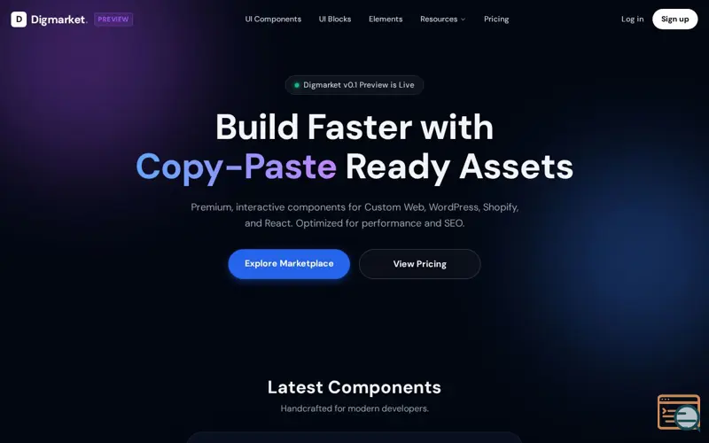 Screenshot of Digmarket 