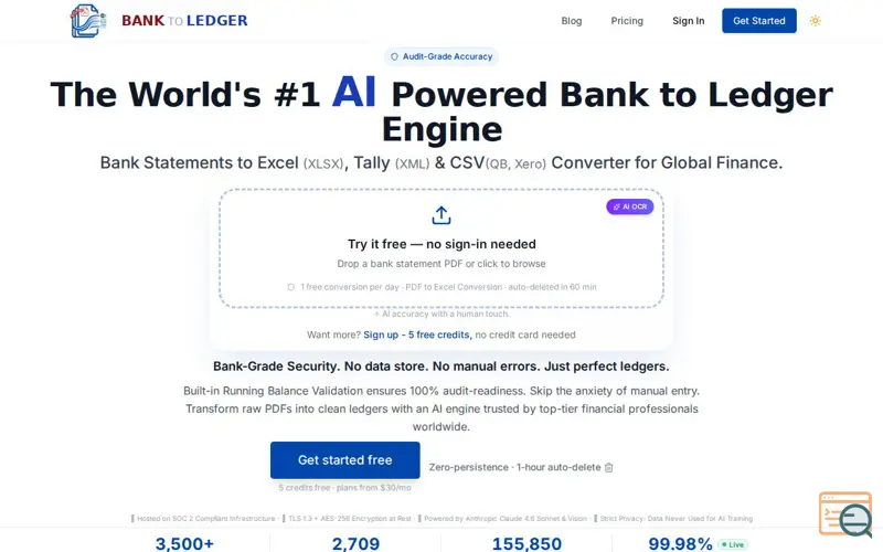 Screenshot of Banktoledger