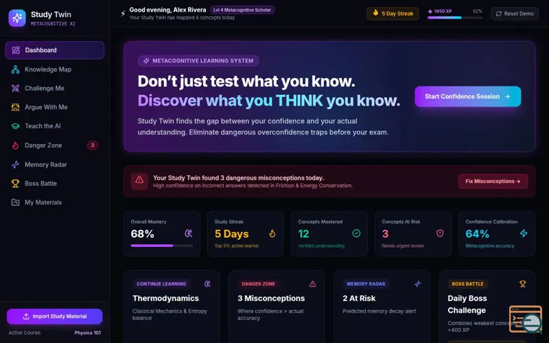 Screenshot of Study Twin