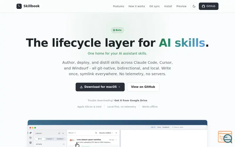 Screenshot of Skillbook