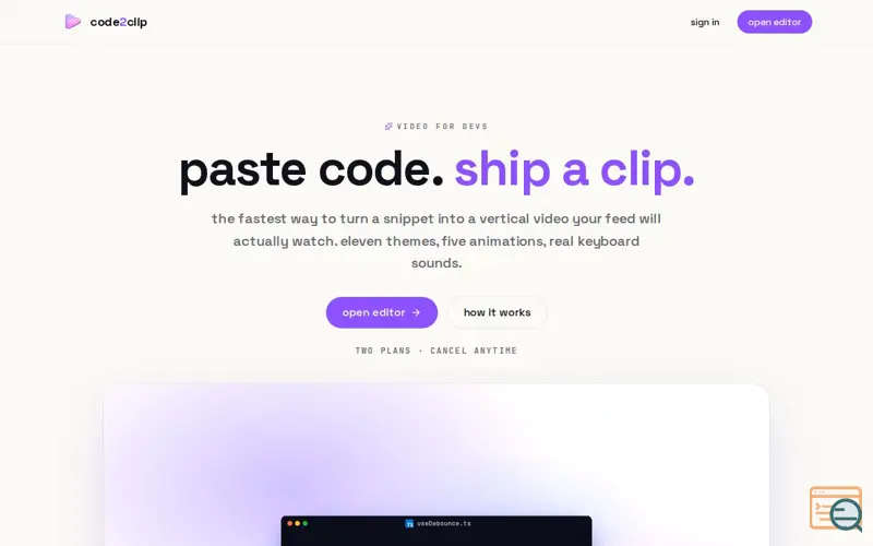Screenshot of Code2Clip