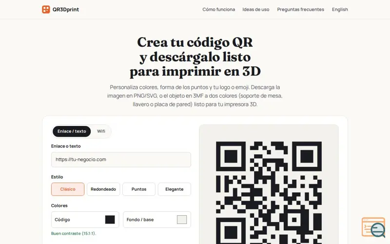 Screenshot of QR3Dprint