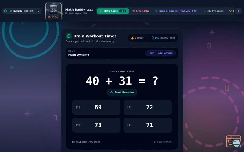 Screenshot of Math Buddy