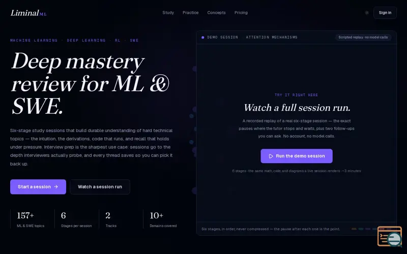Screenshot of LiminalML