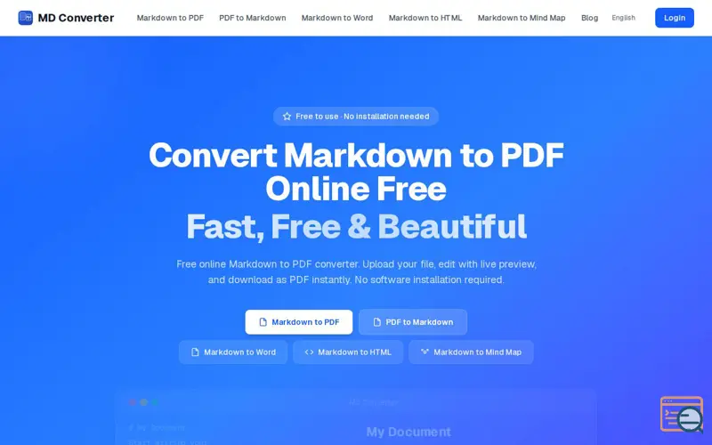 Screenshot of MDConvert Online